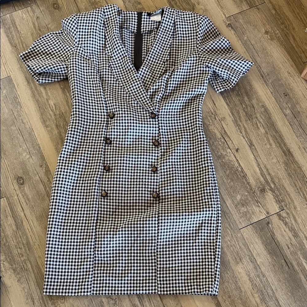 Vintage Jazz II Black and White Checkered Dress